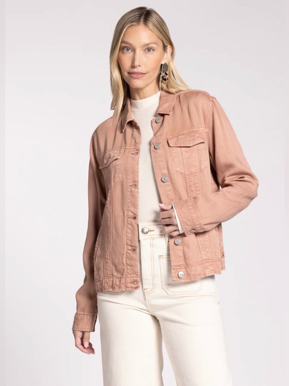 Time and Tru Classic Blush Pink Denim Casual Jacket Size 16-18 XL